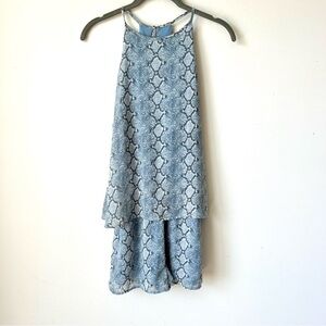 CAREN FORBES Lightweight Snakeskin Print Halter Romper—SZ. Small